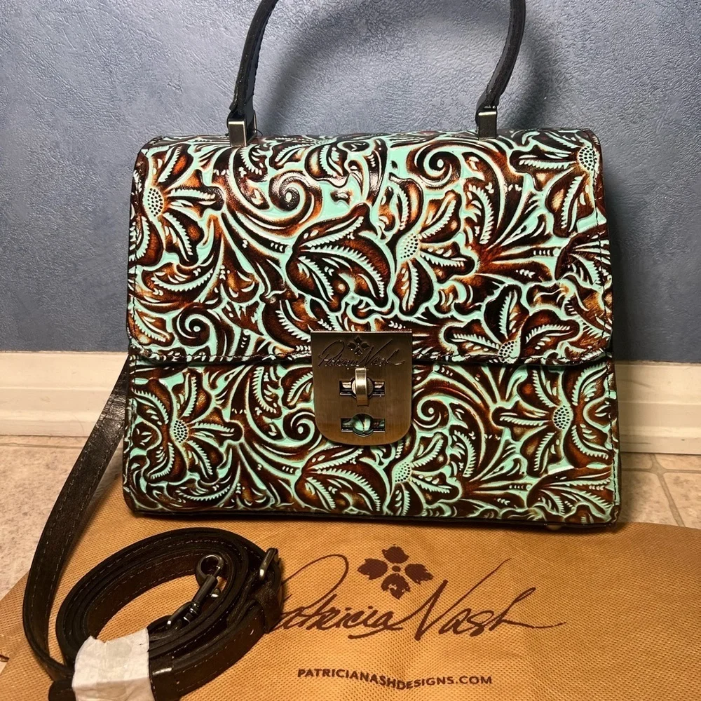 NWT Patricia Nash Leather Chauny Satchel with Detachable Strap